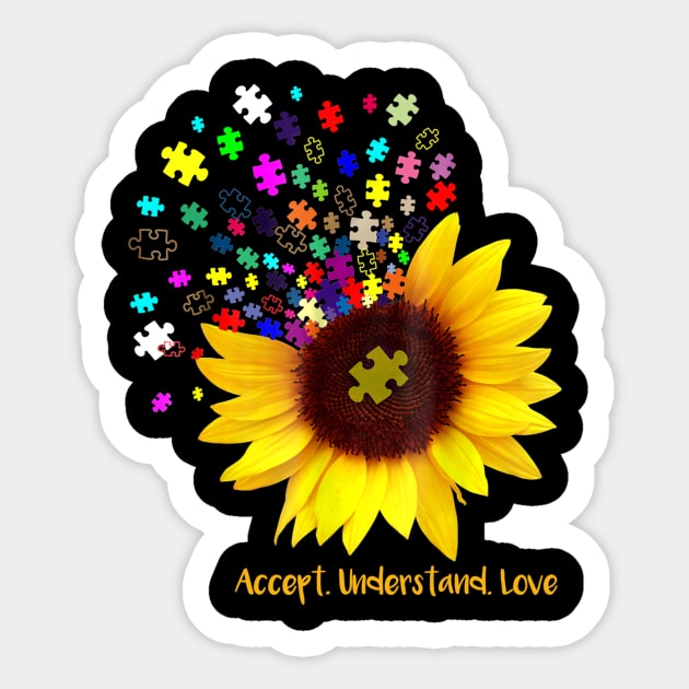 Sunflower Accept Understand Love Autism Awareness Sticker by Danielsmfbb